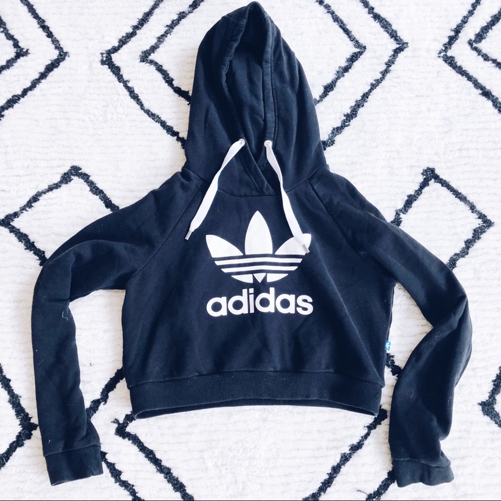Adidas Originals Trefoil Logo Cropped Hoodie